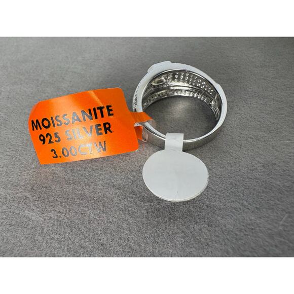 Brilliant Men's Moissanite Ring - 3CTW Sterling Silver - Picture 6 of 7